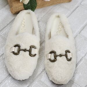 Cozy White Faux Fur Loafers